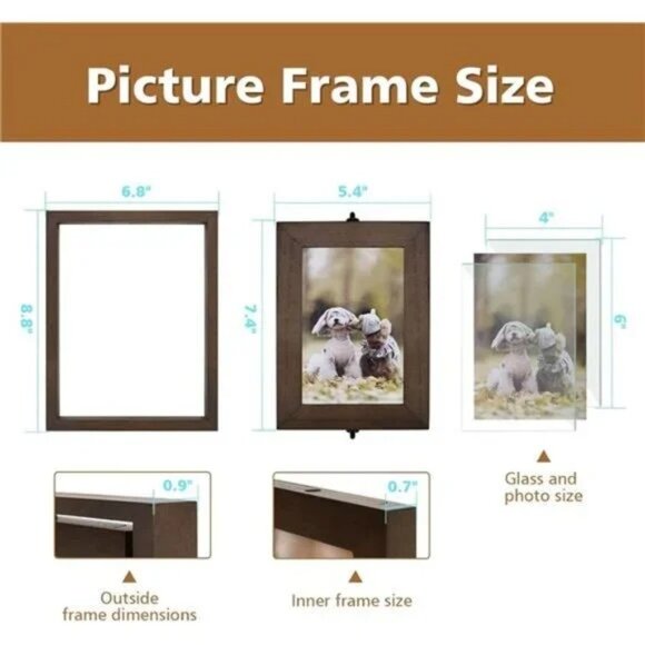 4x6 Picture Frame Rustic Wood Hinged Folding Triple Picture Frames Collage - Picture 5 of 7